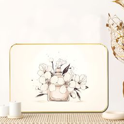 Livin'luxe Beige & Black Perfume Bottle Floral Wall Art-picture-1
