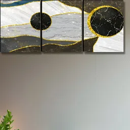 Aura White & Gold-Toned 3 Pieces Wooden Wall Paintings-11