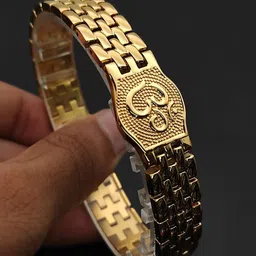 SZN Gold-Plated Stainless Steel OM Symbol Enamelled Link Bracelet-17