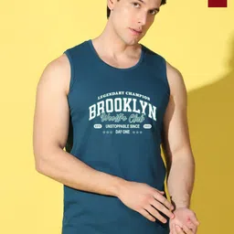 WOOSTRO Pack Of 2 Printed Super Combed Cotton Gym Vests VWS26(BKLN PEACOCK)(RUN MAROON)-image-4