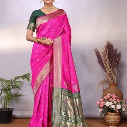 Shriyangan Ethnic Motifs Zari Woven Design Pure Silk Kanjeevaram Saree-image-28
