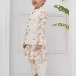 Sethukrishna Boys Abstract Printed Regular Kurta And Dhoti Pants With Nehru Jacket image 3