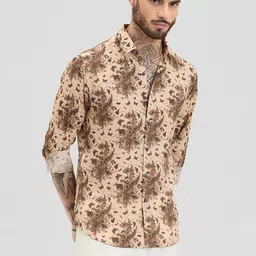 Snitch Men Smart Spread Collar Floral Printed Casual Shirt-image-52