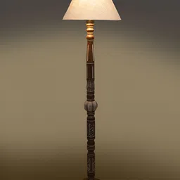 Devansh White & Brown Conical Open Snake Wooden Floor Lamp image 2