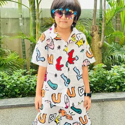 HEERALI FASHION Boys Printed Short Sleeves Shirt With Shorts-image-0