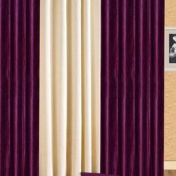 BELLA TRUE Burgundy & Cream 3 Piece Door Curtains-image-106