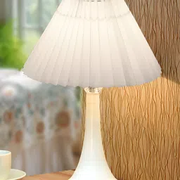 Homesake White Metal Industrial Frusturical Shaped Table Lamp-35