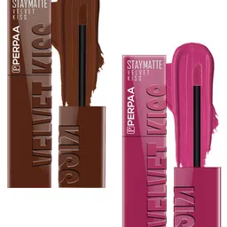 PERPAA Set Of 2 Velvet Kiss Waterproof Matte Liquid Lipstick- 3.5 ml Each- Shade- 7-8-27