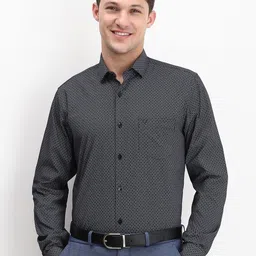 Allen Solly Men Spread Collar Micro Ditsy Printed Cotton Slim Fit Formal Shirt-image-86