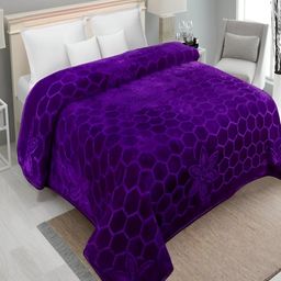 tundwal's Purple & Black Geometric Mink Heavy Winter Double Bed Blanket-image-99