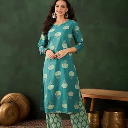 Vastramyaa Women Ethnic Motifs Printed Regular Pure Cotton Kurta with Palazzos-image-12