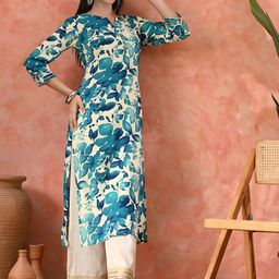 Sangria Floral Printed A-Line Kurta With Trousers-picture-33