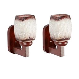 Somil Premium Designer Glass Wall / Night Lamp Elegant & Stylish Dcor Accent for Modern Interiors, color- Brown, White, Size:- 16 X 23 X 28 CM-image-56