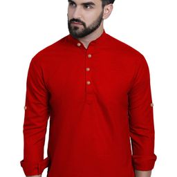 EdinWolf Men Roll-Up Sleeves Short Kurta-image-76
