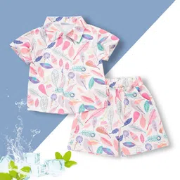 YK Boys Tropical Printed Short Sleeves Shirt With Shorts-image-92
