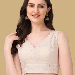 Oomph! Women Embroidered Cotton Saree Blouse-picture-49