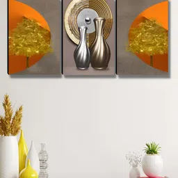 Myntra Elegant Homes Grey & Gold-Toned 3 Pieces Abstract Wall Arts-image-82