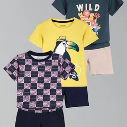 HELLCAT Boys Pack Of 3 Printed Round Neck T-Shirts With Shorts-image-87