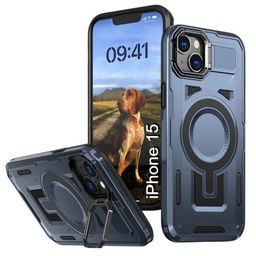 Luxury Kase Rugged Shockproof iPhone 15 Magnetic Back Case with Kickstand-picture-31