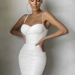 LULU & SKY Shoulder Straps Ruched Corset Mini Dress-picture-39