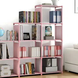 Decent Hut Pink 12 Shelves Bookcase For Home Cabinet Book Shelf-54