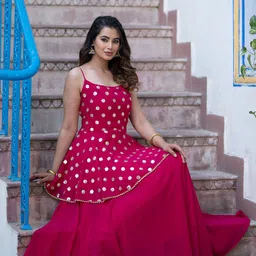 DIVASTRI Printed Sequinned Semi-Stitched Lehenga & Unstitched-picture-21