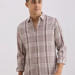 VALEN CLUB Tartan Checks Checked Spread Collar Relaxed Fit Cotton Shirt-picture-34
