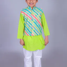 FabJunior Boys Green Pure Cotton Kurta Sets-picture-12