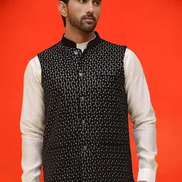 Jompers Embroidered Mandarin Collar Nehrujacket-44