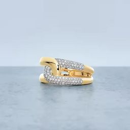 DressBerry Gold-Plated Cubic Zirconia Stone-Studded Adjustable Finger Ring-image-32