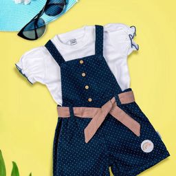 MeeMee Polka Dot Print Puff Sleeve Pinafore Dress-image-36