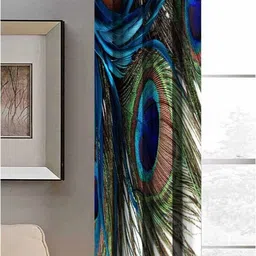 Aura White & Green Morphank Printed Light Blocking Window Curtain-30