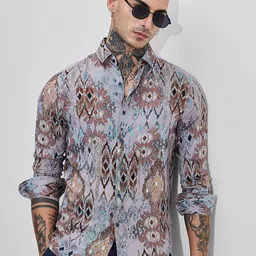 Snitch Men Smart Slim Fit Spread Collar Abstract Printed Casual Shirt-image-95