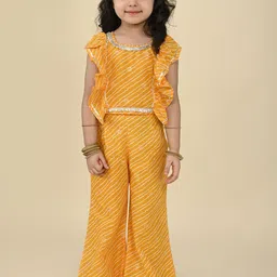 LIL PITAARA Girls Pure Cotton Printed Top & Palazzos Clothing Set-image-25