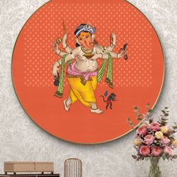 Myntra Elegant Homes Orange & Brown Wooden Religious Dancing Lord Ganesha Wall Art-image-69