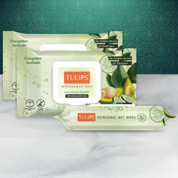TULIPS Set Of 3 Refreshing Wet Wipes With Cucumber & Avocado - 30 Wipes each-7