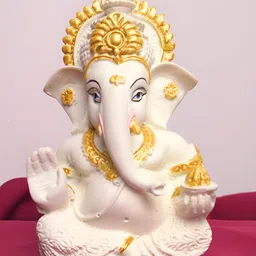 The Advitya White & Gold-Toned Lord Ganesha Religious Idol Resin Showpiece-image-74