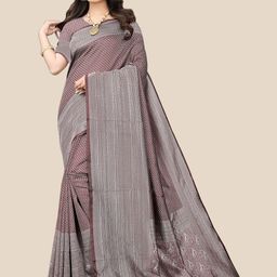 bigben textile Floral Zari Silk Blend Banarasi Saree-image-82