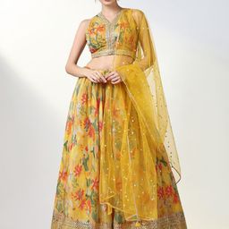 SHOWOFF Printed Beads and Stones Ready to Wear Lehenga & Blouse With Dupatta-image-34