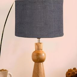 Devansh Grey Wood Traditional Cylindrical Shaped Table Lamp-22