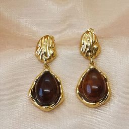 DressBerry Stainless Steel Gold-Plated Stones Studded Teardrop Shaped Drop Earrings-43