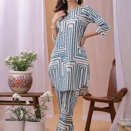KALINI Geometric Printed Pure Flex Cotton Co-Ords-27