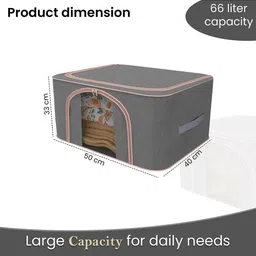 Kuber Industries Grey 5 Pieces Reusable Foldable Drawer Organisers With Handles 66Ltr image 2