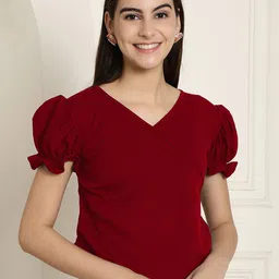 Tromko Solid Regular Pack Of 2 Puff Sleeve Top image 5