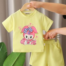 INCLUD Girls Printed Round Neck T-shirt With Shorts-image-60