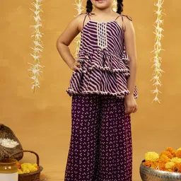 Jilmil Girls Leheriya Printed Shoulder Strap Kurta With Palazzos-image-28