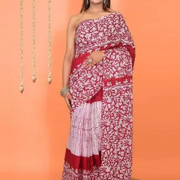 Ravi Janki Suit & Sarees Batik Printed Pure Cotton Saree With Blouse-picture-38