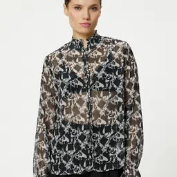 Koton Women Animal Print Mandarin Collar Shirt Style Top-picture-18