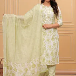 SHALIG Women Floral Printed Kurta with Trousers & Dupatta-image-15