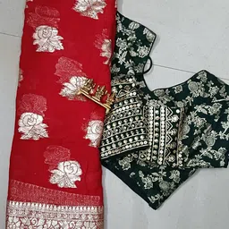 PAYAL CREATION Ethnic Motifs Zari Pure Georgette Saree-image-56